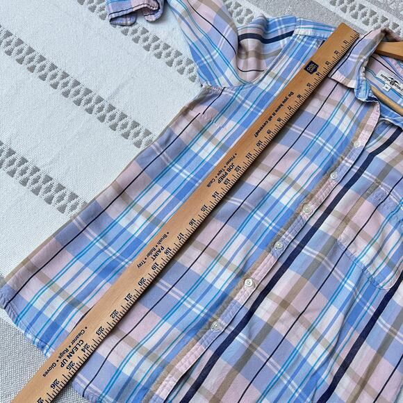 Hampton Republic 27 Plaid Button Down Shirt Blue Pink Tan Long Sleeve Blouse - Picture 4 of 10